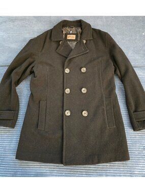 Brandon Thomas Men’s 70% Wool Blend Double Breasted Peacoat Black Sz Medium